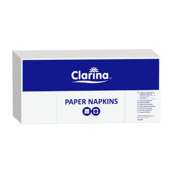 Serwetki białe gastronomiczne Clarina (5787P) 33x33cm 1warstwowe składane 1/8 500szt.
