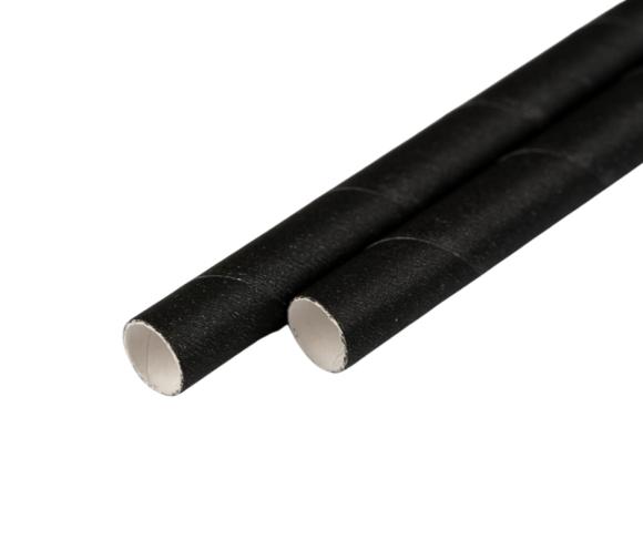 Słomki papierowe czarne  krótkie 8/1471mm 100 szt.