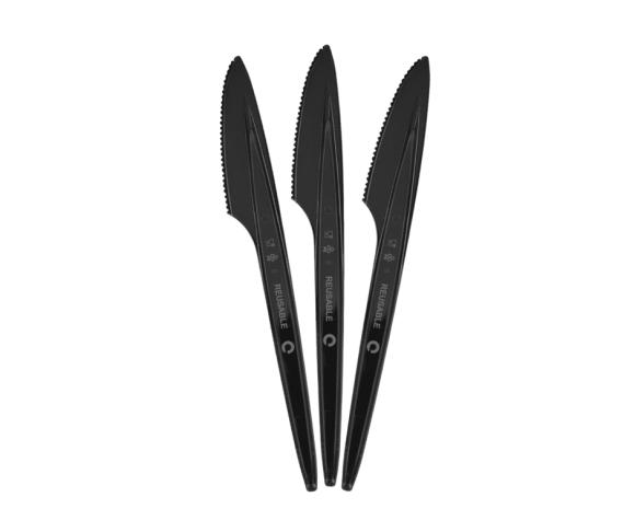 Nóż plastikowy CZARNY PREMIUM wielokrotnego użytku 50 szt.