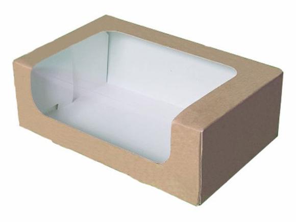 Pudełko cukiernicze brązowe z okienkiem P4399 250x150x80mm 50szt.