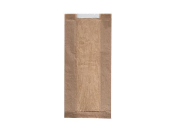 TORBA PAPIEROWA BRĄZOWA fałdowa z oknem 100x60+60PPx240mm 1000szt.