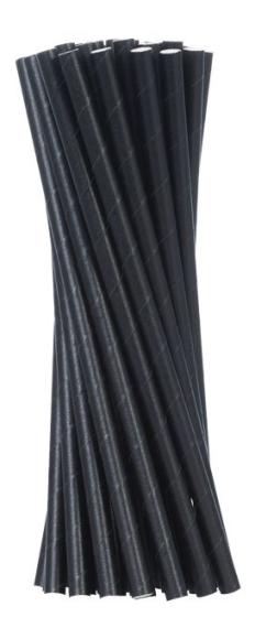 Słomka papierowa czarna śr.6mm dł.197mm 100szt. 