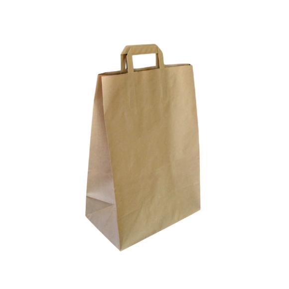 Torba papierowa klockowa z uchwytem płaskim BRĄZOWA 180x85x230 mm 250szt.