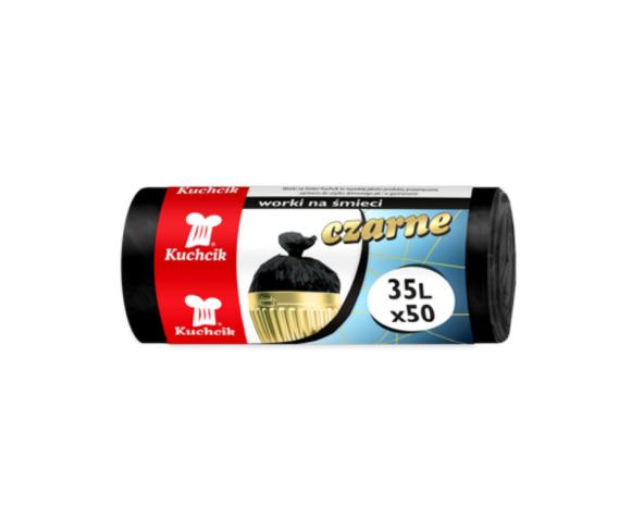 Czarne worki na śmieci HDPE 35l  50 szt.