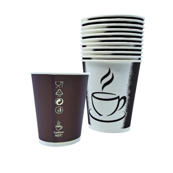 Kubek Papierowy z nadrukiem BRĄZOWEJ FILIŻANKI 250ml BEZ OPŁATY SUP 50szt 