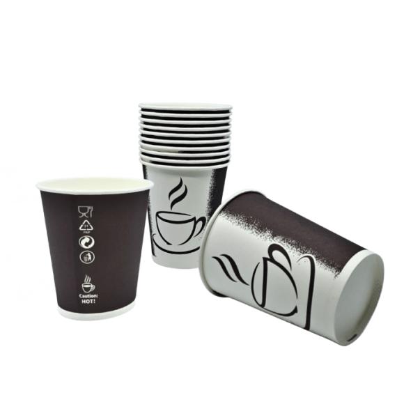 Kubek Papierowy z nadrukiem BRĄZOWEJ FILIŻANKI 250ml BEZ OPŁATY SUP 50szt 
