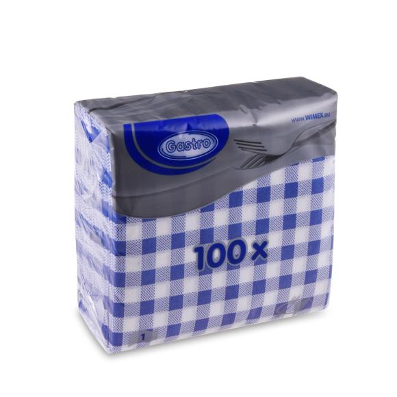 Serwetki papierowe KARO Niebiesko Biała Krata 1-warstwowe 33x33cm 100szt (2)