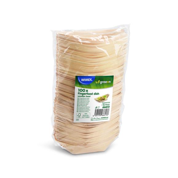 Fingerfood Łódka miseczka drewniana na desery i przekąski 13 x 8 cm 100szt. (2)