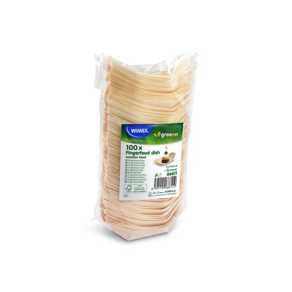 Fingerfood Łódka miseczka drewniana na deser przekąski 11 x 7 cm 100szt (2)