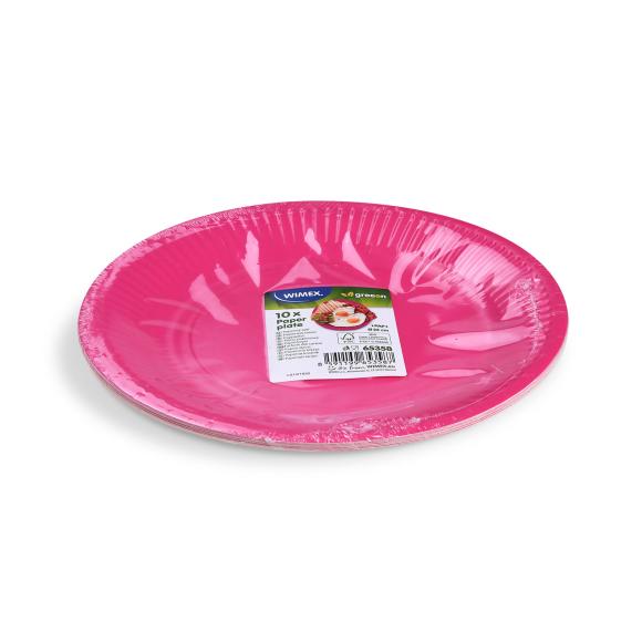 Talerzyk papierowy tekturowy FUKSJA Urodziny Przyjęcia śr. 23cm 10sztuk (2)