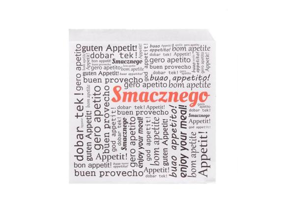 Koperta biała na KEBABA i BURGERA z nadrukiem SMACZNEGO 175X170mm 200szt. (1)