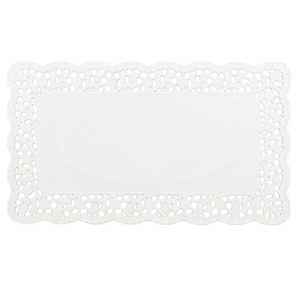 Serwetki ozdobne ażurowe prostokątne pod tort ciasto 24x14 cm białe 36-01 Tamipol 100szt. (1)