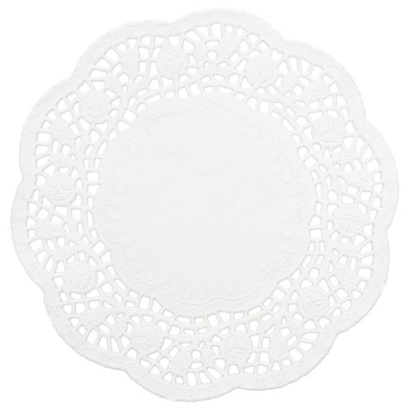 Serwetki białe ozdobne ażurowe pod ciastko filiżankę śr. 18cm 100szt. (1)