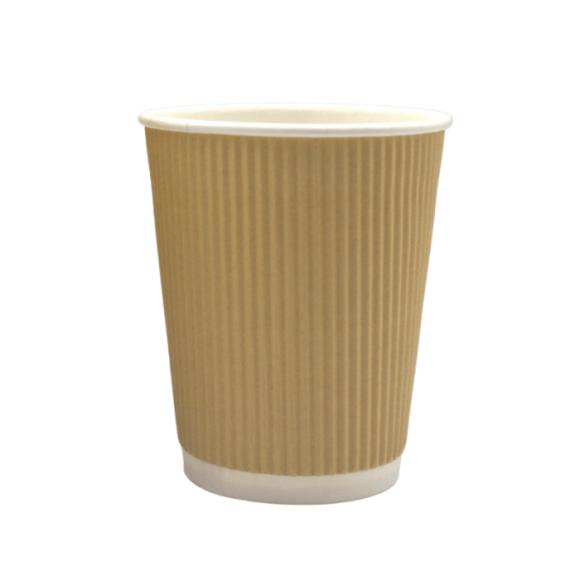 Kubek Papierowy Ryflowany Kraftowy 0% Plastik 300ml 25szt (1)