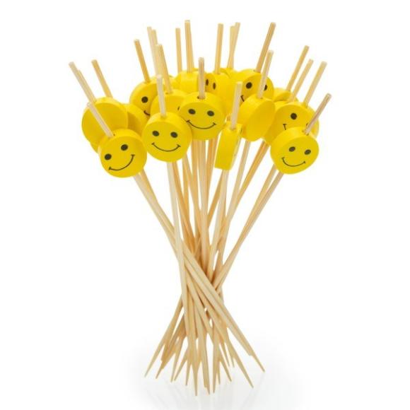 Patyczki wykałaczki bambusowe do przekąsek Wesołe Uśmiechy 12cm 100szt. (1)