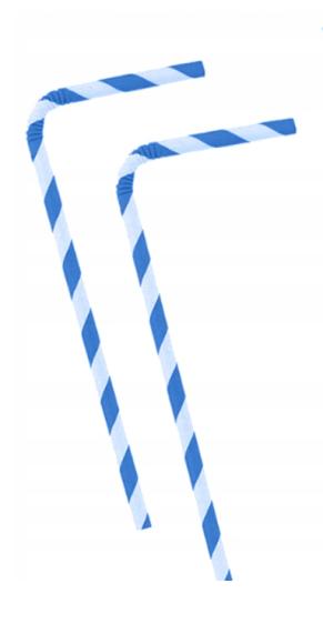 Słomki Papierowe Łamane w paski biało niebieskie 6/197mm 100szt. (1)