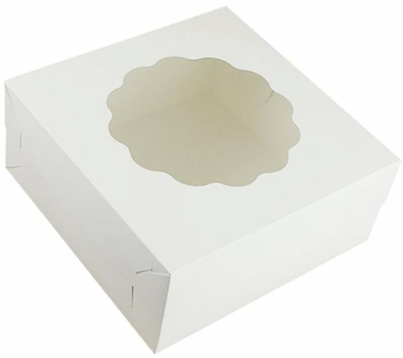 Pudełko cukiernicze białe na tort nieklejone z oknem 320x320x140cm P1893 + P36 50szt. (1)