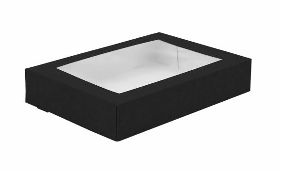Pudełko czarne na SUSHI CIASTKA z oknem 190x130x50mm 10 szt. (1)