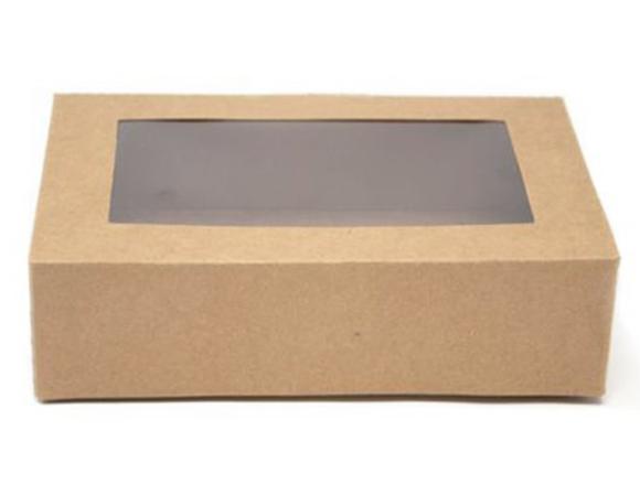 Pudełko kraft  na SUSHI  CIASTKA z oknem 260x190x50mm 10szt (1)