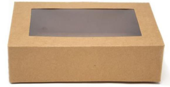 Pudełko kraft na SUSHI z oknem pergaminowym 190x130x50mm BEZ SUP! 10szt (1)