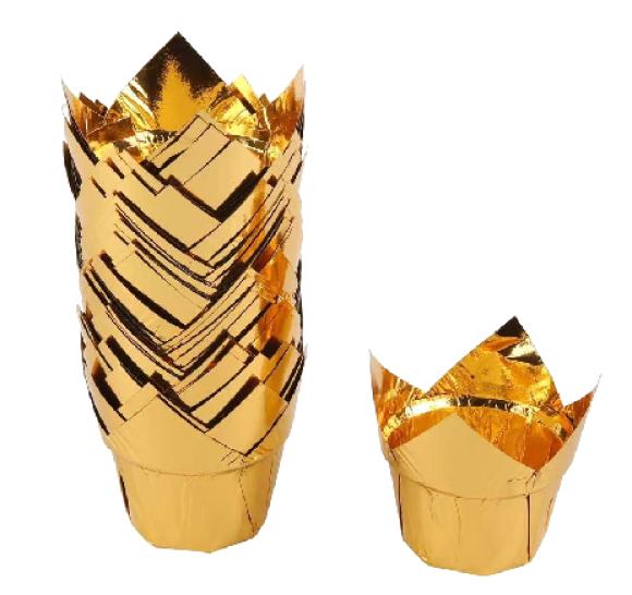 Papilotki Forma do muffinek Tulipan w kolorze ZŁOTYM 50x70 mm 50 szt. (1)