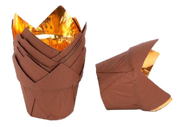 Papilotki Forma do muffinek tulipan BRĄZOWO ZŁOTY 50x70 mm 50 szt. (1)