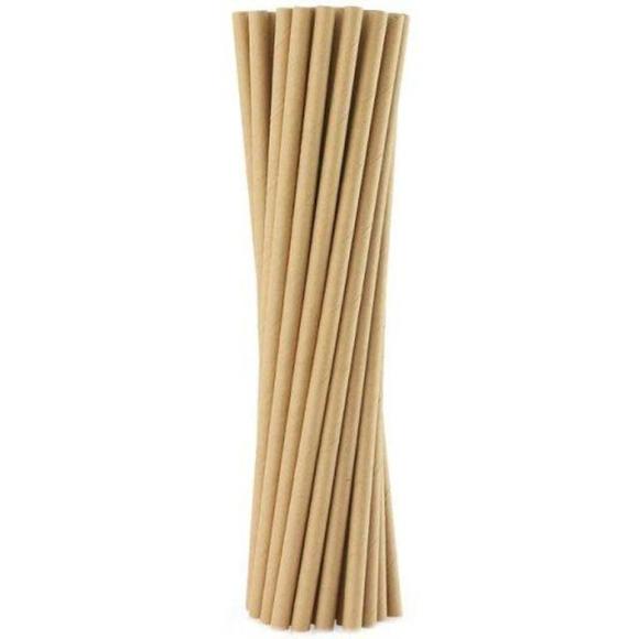 Słomka papierowa brązowa kraft śr.8mm dł.210mm 8/210 100szt. (1)
