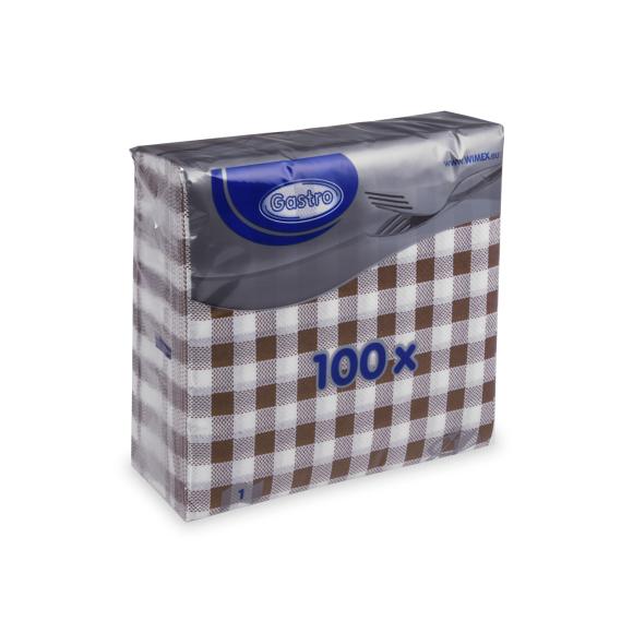 Serwetki papierowe KARO Brązowo Biała Krata 1-warstw. 33x33cm 100szt WX (2)