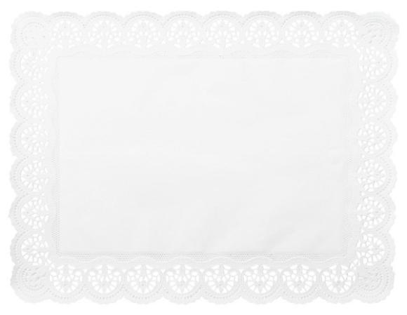 Serwetki ozdobne ażurowe prostokątne pod tort ciasto 34x26cm białe 100szt. (1)