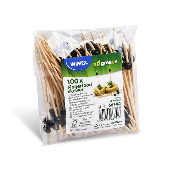 Patyczek Bambusowy do koreczków i przekąsek z Koralikiem Czarnym 12cm 100szt (2)