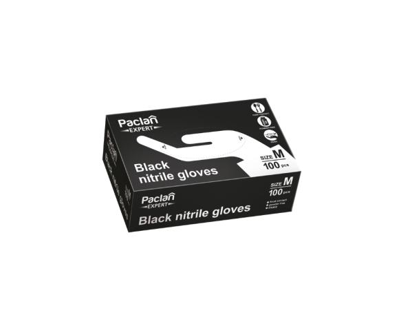 Rękawice nitrylowe CZARNE rozmiar M PACLAN EXPERT 100 szt. (1)