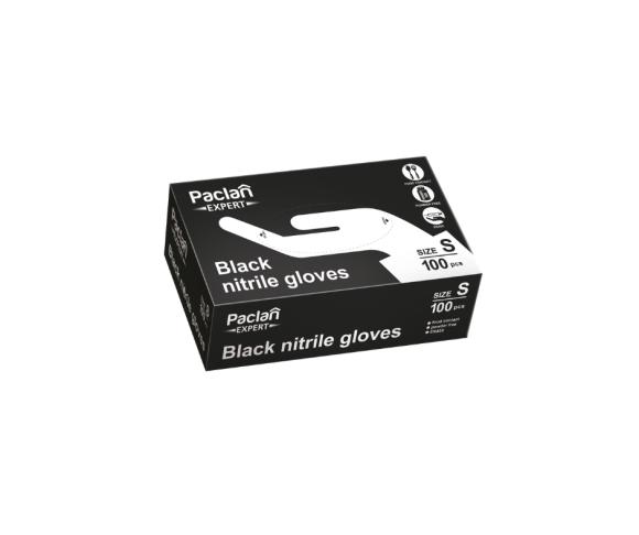 Rękawice nitrylowe CZARNE rozmiar S PACLAN EXPERT 100 szt. (1)