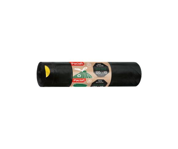 Worki na śmieci CZARNE Z TAŚMĄ uniwersalne Paclan Eco Line 120L 10SZT (1)