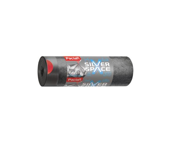 Worki na śmieci srebrne z taśmą MOCNE!! PACLAN SILVER SPACE 60L 10szt. (1)