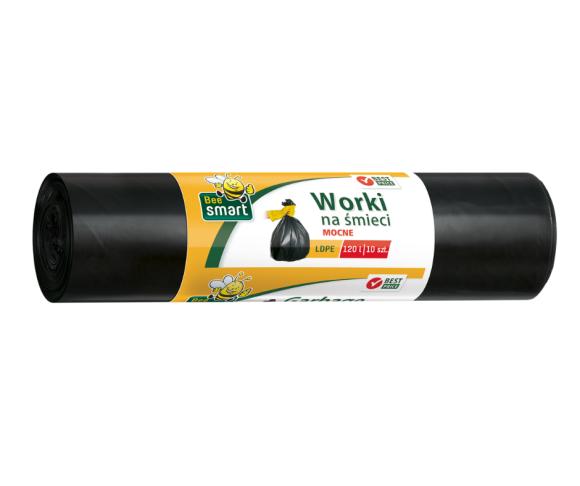 Worki na śmieci czarne LDPE MOCNE BEE SMART 120L 10szt. (1)