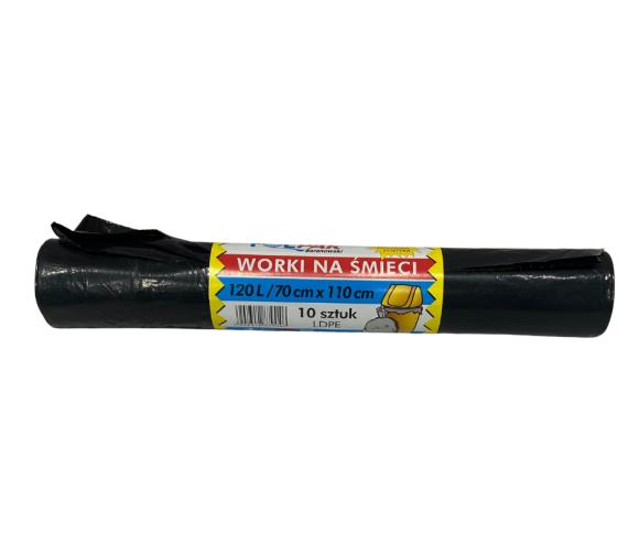 Worki sanitarne na śmieci LDPE CZARNE MOCNE 70x110cm 120L 10 szt. (1)