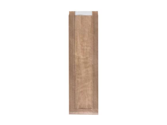 TORBA PAPIEROWA BRĄZOWA śniadaniowa fałdowa z okienkiem 100x50/40x490mm 1000szt. (1)