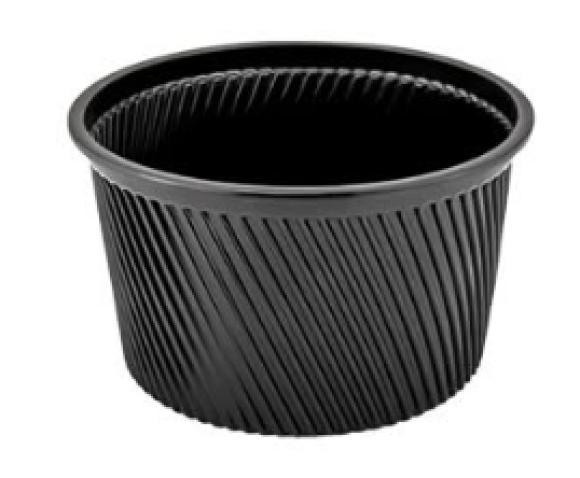 Miska pojemnik na zupę CZARNY PRĄŻKOWANY 500ml śr.115 mm 50szt. (1)