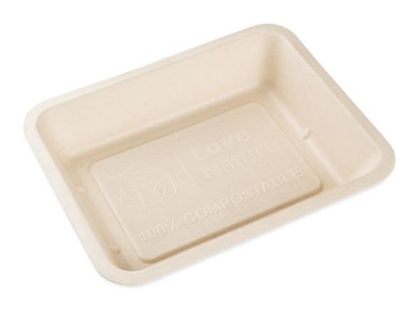 POJEMNIK TACKA Z PULPY TRZCINY CUKROWEJ DO ZGRZEWU 1-KOM 228x179x45mm  50szt.  (1)