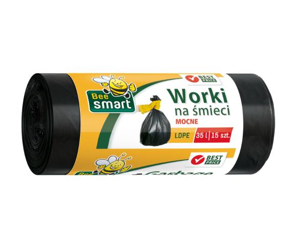 Worki na śmieci czarne LDPE MOCNE BEE SMART 35L 15SZT (1)