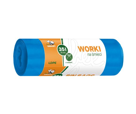 WORKI NA ŚMIECI NIEBIESKIE Z USZAMI BEE SMART 35L 26SZT (1)