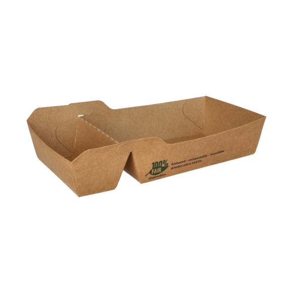 Tacki papierowe na frytki dwudzielne z miejscem na sos 16,2x8,5x3,5cm 80szt. (1)