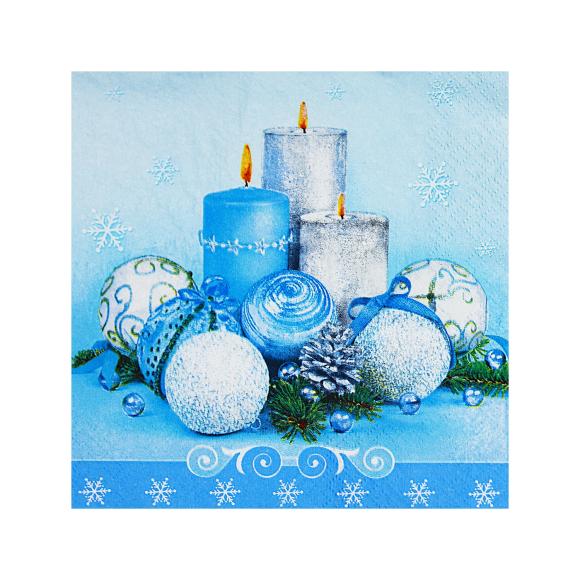 Serwetka świąteczna na Boże Narodzenie ŚWIECZKI 33x33cm 3W 20szt. (1)