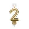 Obrazek dla: Świeczka cyferka "2" 7,5cm złota+ podstawka 1szt