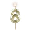 Obrazek dla: Świeczka złota diamentowa z cyferką "8" 5,8cm Diament Złota 1szt
