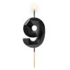 Obrazek dla: Świeczka diamentowa CZARNA z cyferką "9" 5,7cm 1szt