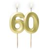 Obrazek dla: Złota satynowa świeczka urodzinowa "60" 5,9 cm + podstawka 1szt