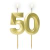 Obrazek dla: Złota satynowa świeczka urodzinowa "50" 5,9 cm + podstawka 1szt