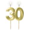 Obrazek dla: Złota satynowa świeczka urodzinowa "30" 5,9 cm + podstawka 1szt