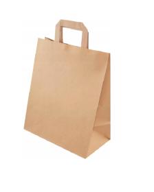 Torba papierowa klockowa z uchwytem płaskim BRĄZOWA 260x140x300 mm  500szt!